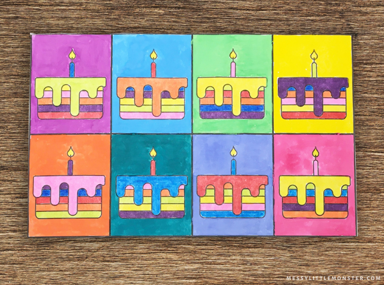 Birthday cake pop art project - handmade birthday card for kids