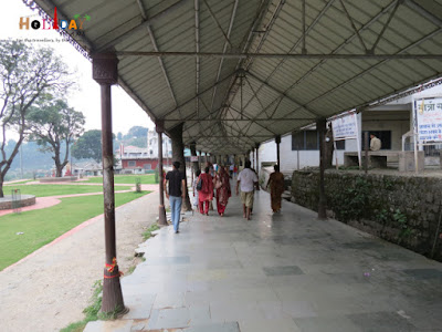 Devotees entering the temple