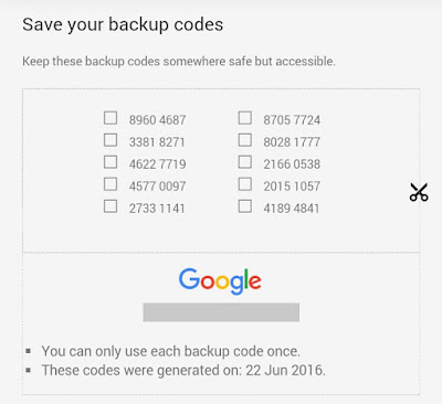 Backup codes