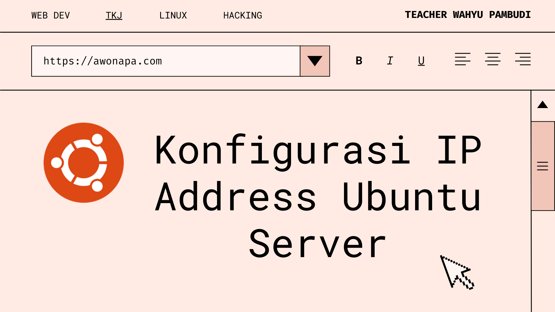 Konfigurasi IP Address Ubuntu Server