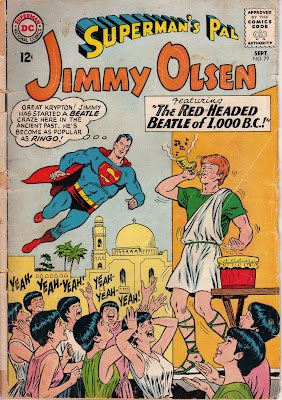 Jimmy Olsen performing for a group of ancient Israelite groupies