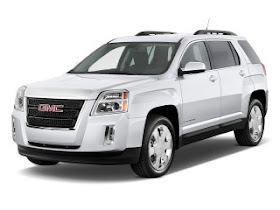 Front 3/4 view of white 2011 GMC Terrain