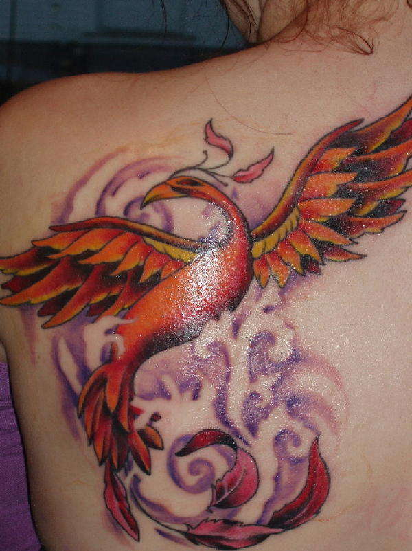 Phoenix Tattoo Design on Shoulder for Women