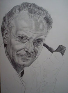 Technique du portrait, évolution étape par étape du portrait de George Brassens à la mine graphite