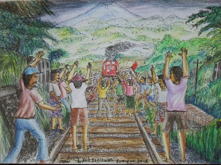 Ilustrasi Penyelamatan Kereta Api Oleh Warga Adisana.