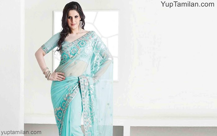 Zareen Khan hot Saree Photos-wearing Silk Saree Pictures,Images