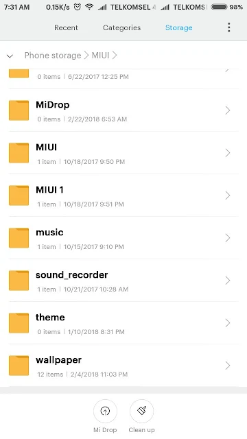 Folder Hasil Rekaman Telepon Xiaomi