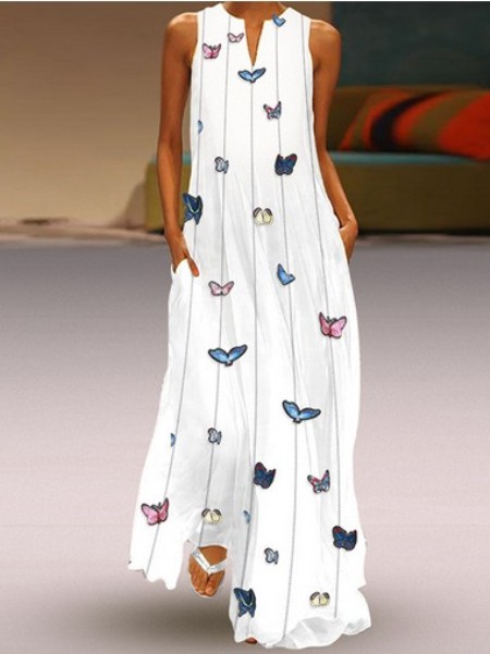 Butterfly Printed Maxi Shift Dress– Price:$31.75