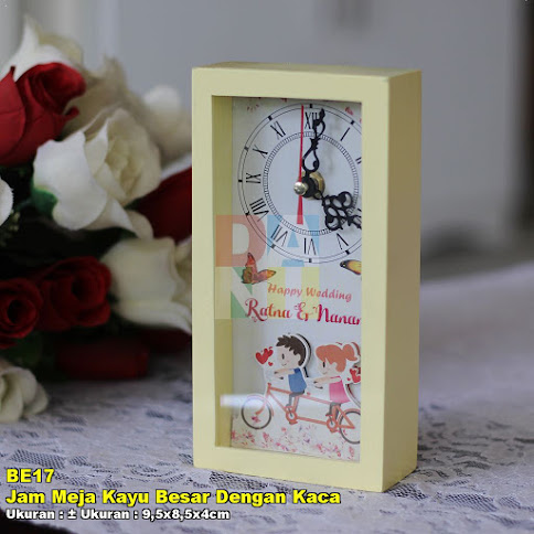  Jam Meja Kayu  Besar Dengan Kaca Souvenir Pernikahan