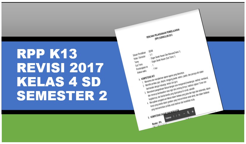 Download RPP K13 Revisi 2017 Kelas 4 Semester 2