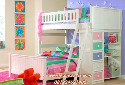 Tempat Tidur Anak Perempuan Tingkat Pelangi Cantik