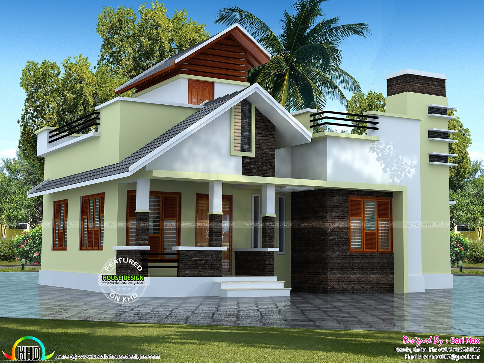 Low cost single  floor  home  1050 sq ft Kerala  home  design  