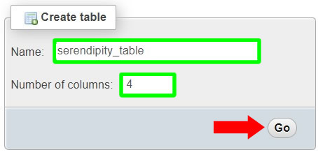 creating new table inside phpmyadmin