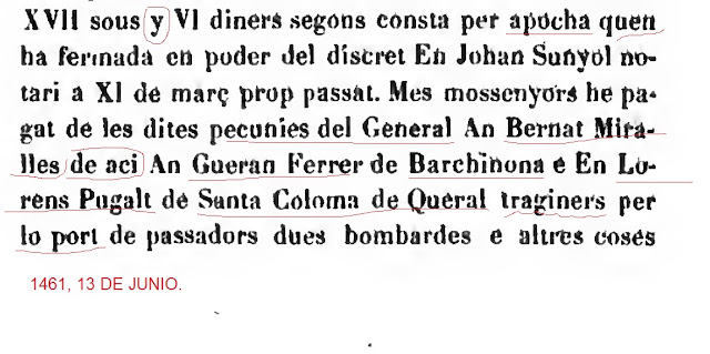 cinch libres XVII sous y VI diners segons consta per apocha quen ha fermada en poder del discret En Johan Sunyol notari a XI de març prop passat.