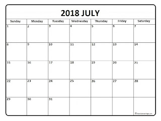 Free Printable Calendar July 2018