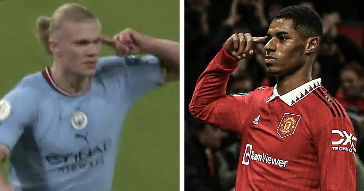Spotted: Erling Haaland copies Marcus Rashford celebration as he celebrates his goal against Arsenal