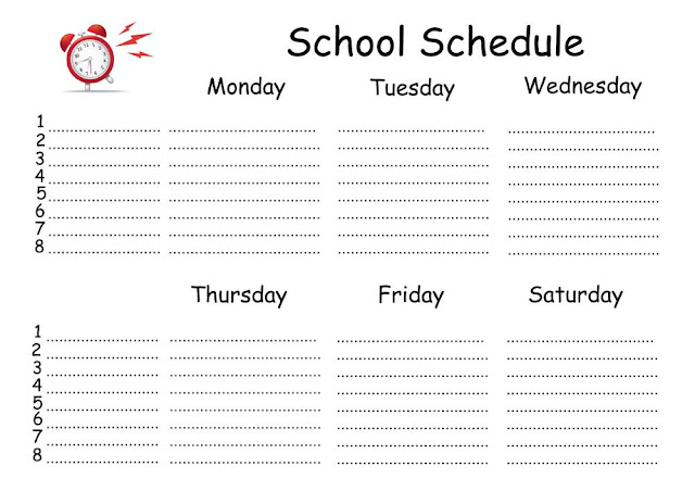 Free school schedule blank page printable