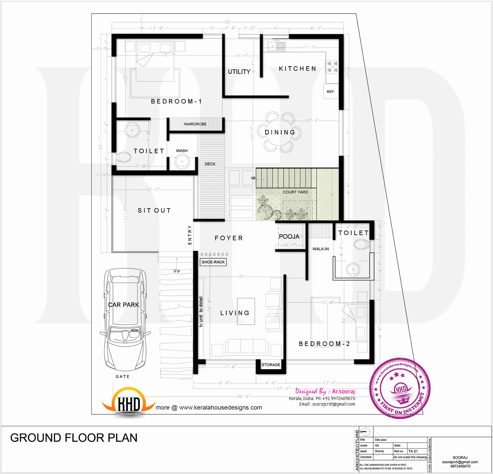 Contemporary residence design Indian  House  Plans 