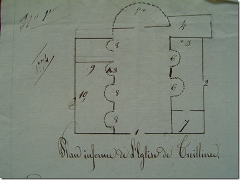 Sur ce plan de 1829 le N° 4 indique la sacristie-mairie