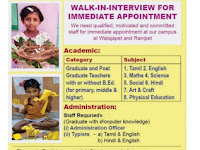 TEACHERS WANTED FOR TGT, BT AND PGT- WALK IN INTERVIEW-IMMEDIATE APPOINTMENT