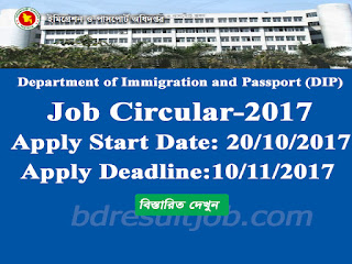 Department of Immigration and Passport (DIP)  job Circular 2017 