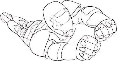 Iron Man volando para colorear y pintar