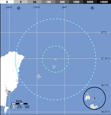 Epicentro sismo 5,8 grados Norte de Nueva Zelanda, 21 de Julio 2012