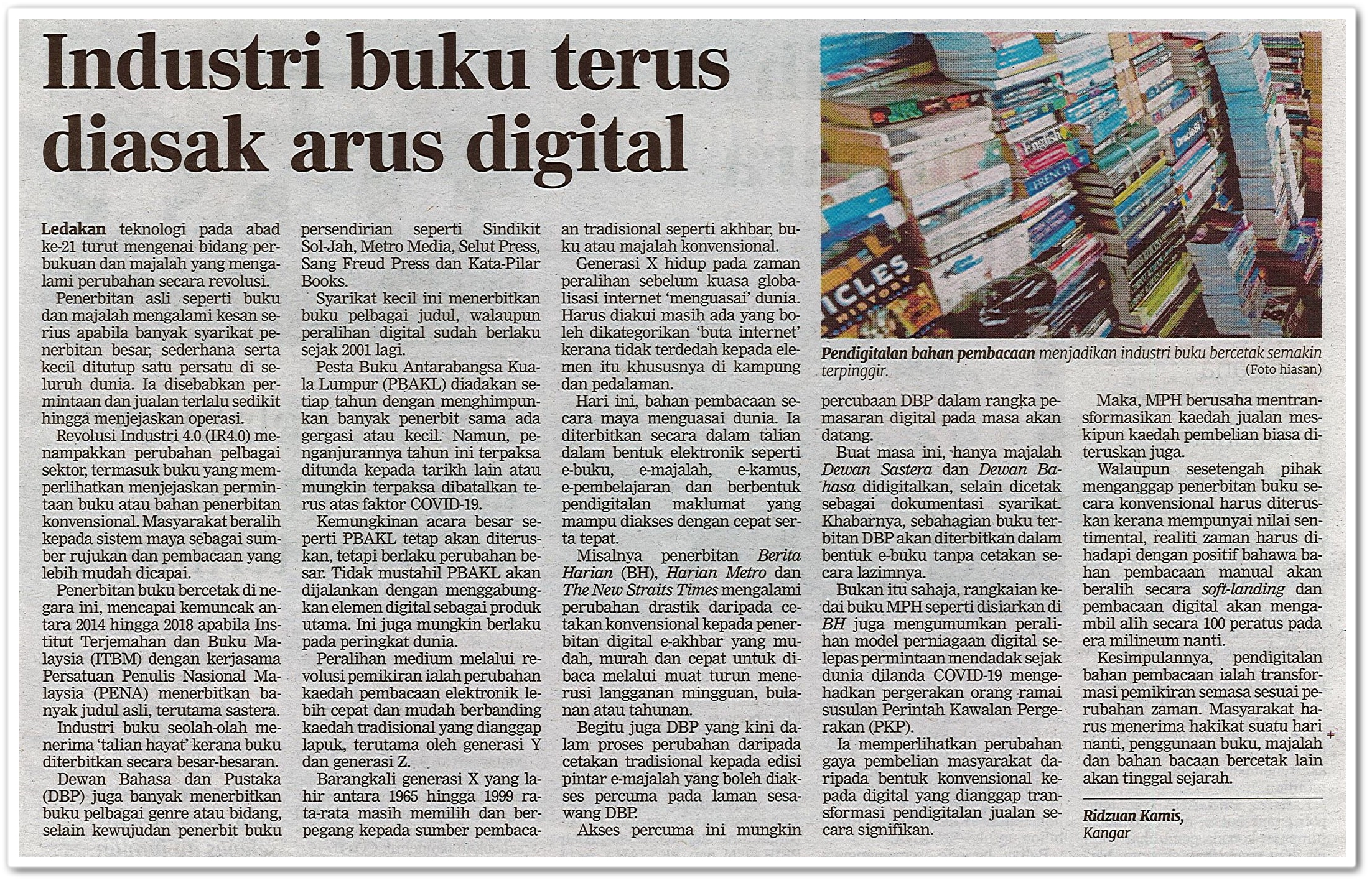 Industri buku terus diasak arus digital - Keratan akhbar Berita Harian 12 Jun 2020