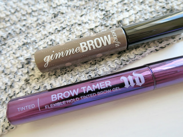 Benefit Gimme Brow vs Urban Decay Brow Tamer Eyebrow Mascara Packaging