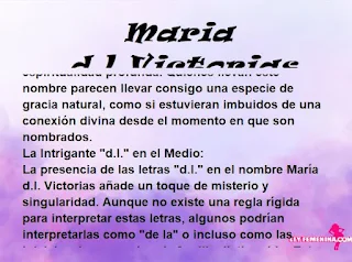 ▷ Significado del nombre Maria d.l.Victorias