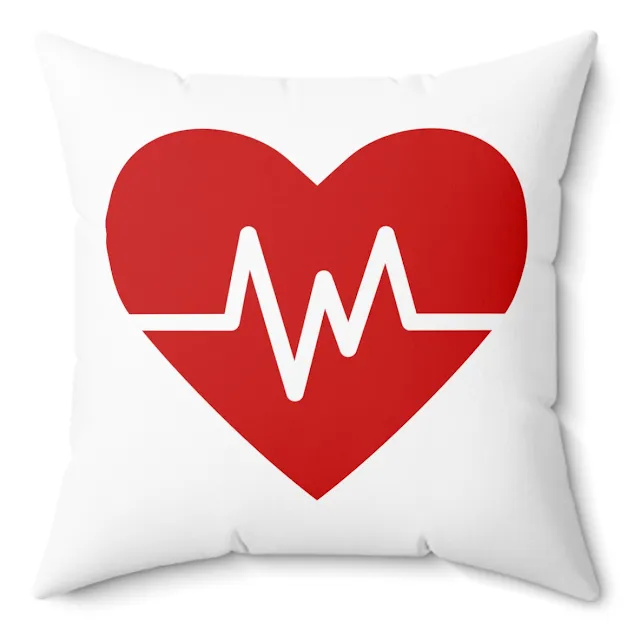 Spun Polyester Square Valentine Pillow With Red Minimalist Heart Design