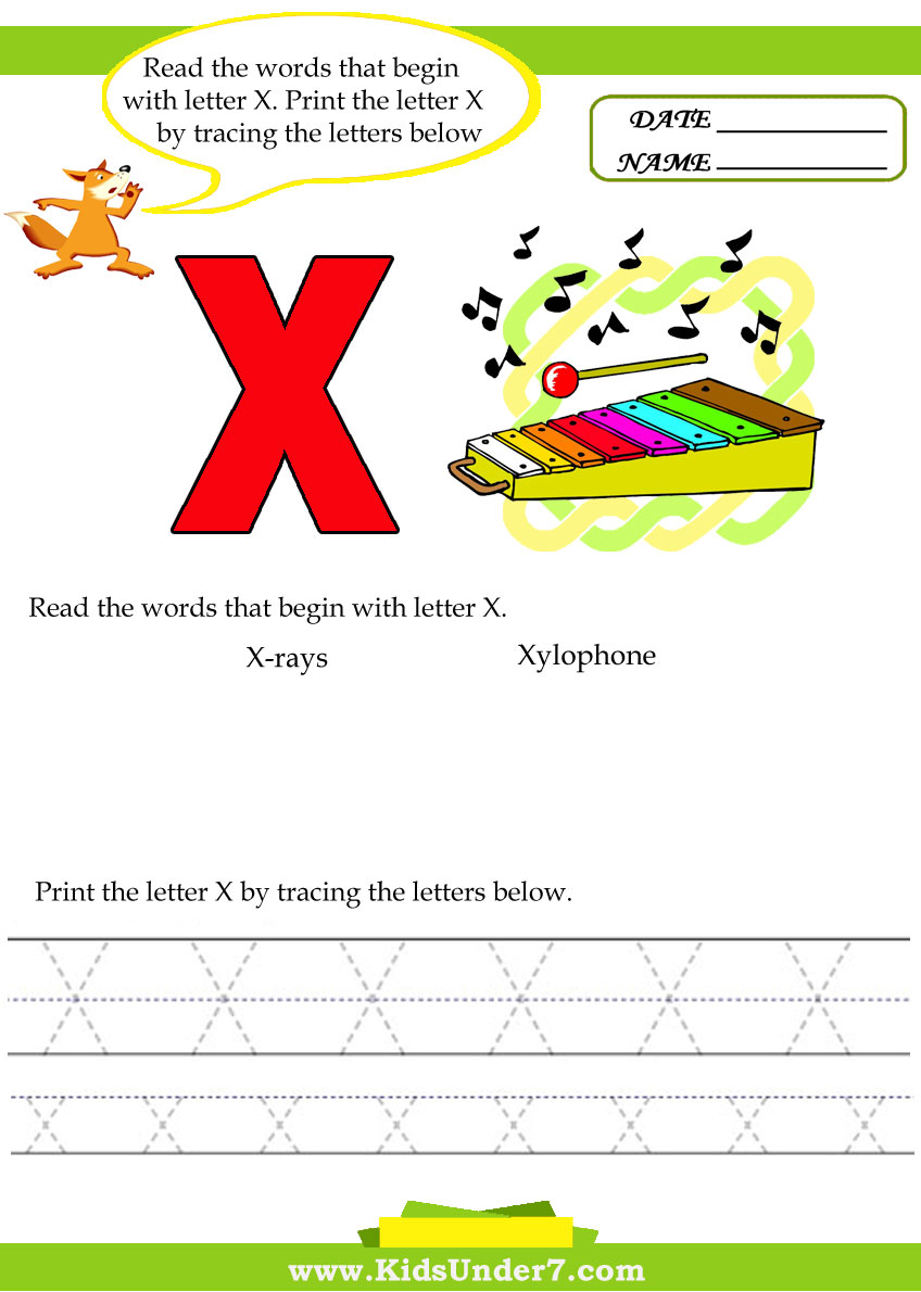 Kids Under 7 Alphabet Worksheets Trace And Print Letter X