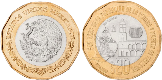 Mexico 20 pesos 2019 - 500th Anniversary of Veracruz