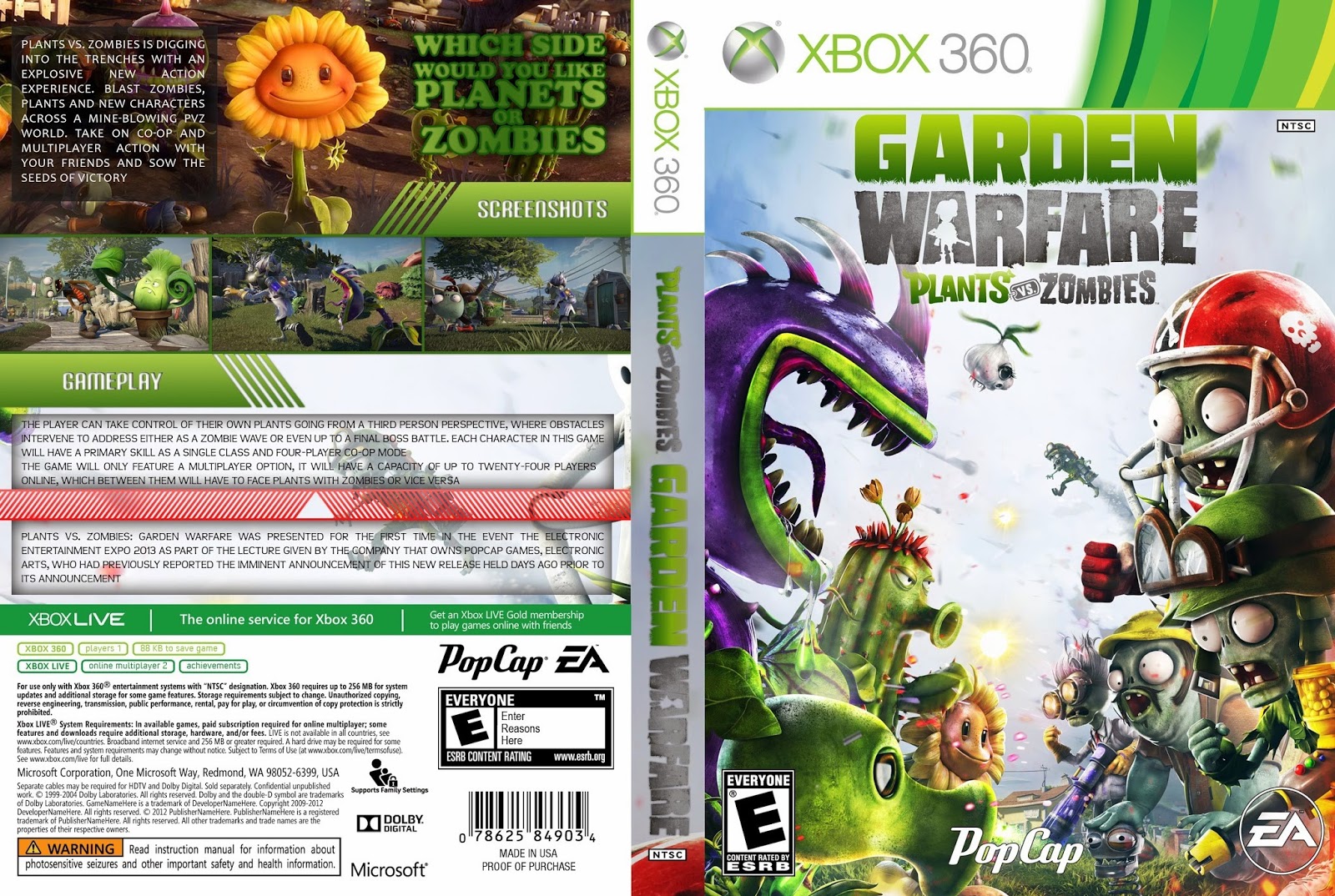 Rgh360ltu Xbox 360 Plants Vs Zombies Garden Warfare Legendado Pt Br