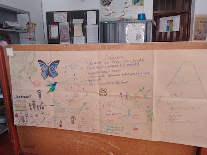 Trabajo consciente de los asistentes al taller en la biblioteca Cañón del Combeima en Villa Restrepo. Foto Nelosi