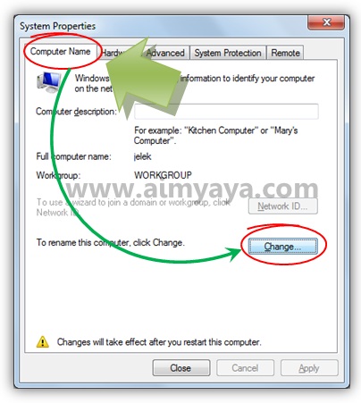 Gambar: Merubah nama komputer