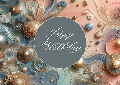 Free Happy Birthday Wishes | Metallic Aesthetic Watercolor 3D Render Design | Printable | Instant Download