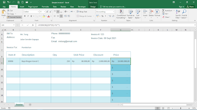 Tutorial Membuat Invoice dengan Microsoft Office Excel