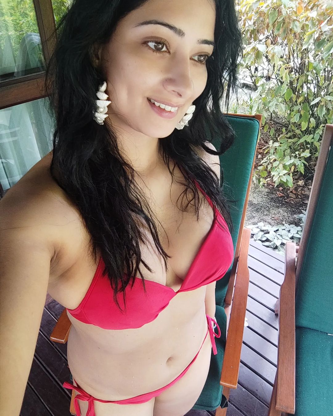 Niharica Raizada red bikini sexy body cleavage