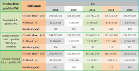 Evoluția indicatorilor producătorilor de profile PVC