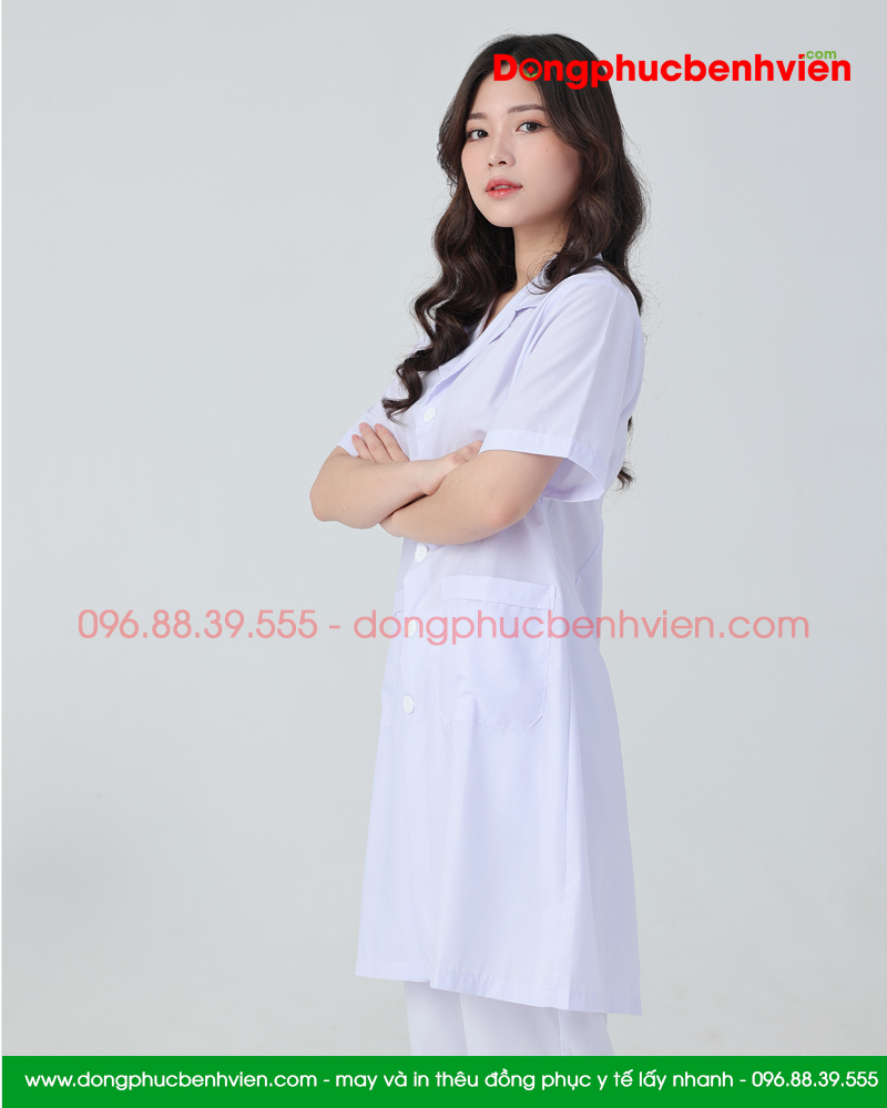 Bộ quần áo blouse trắng cho bác sĩ nam - nữ Lon Nhật đẹp