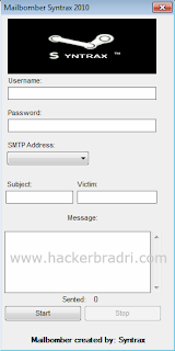  Free Download Mail Bomber By Syntrax at www.hackerbradri.com