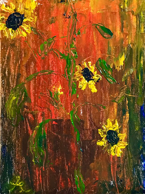 My Sunflowers in Oregon, 2020 is an original oil painting by artist, Anawanitia.