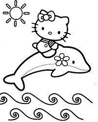 Free Dolphins And Hello Kity Coloring Pages