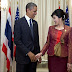 The charmer-in-chief: Obama gets flirty as he schmoozes with Thai prime minister on first stop of historic Asia visit