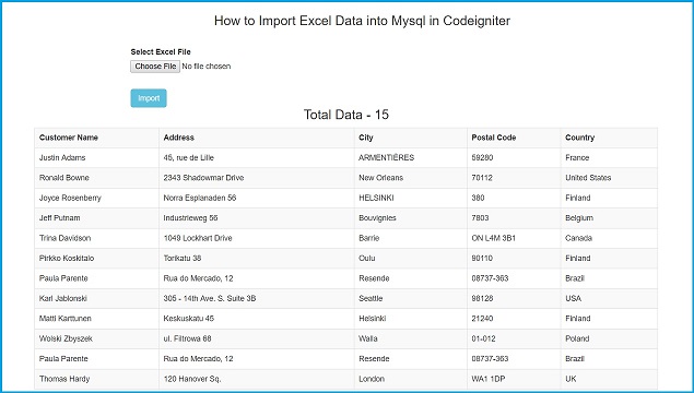 How To Import Excel Data Into Mysql Database Using Codeigniter