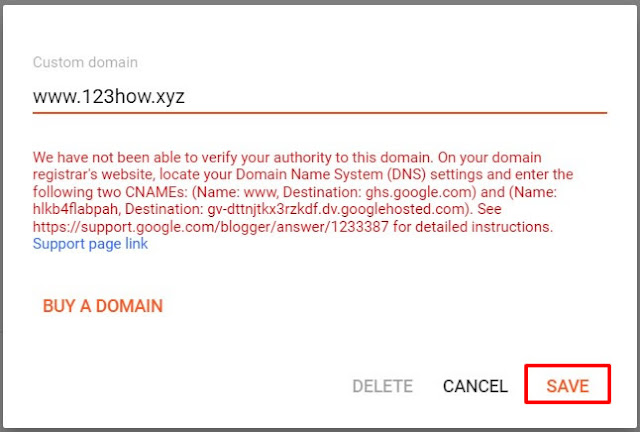 Saving the domain name forwarded in Blogger