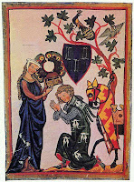 Senhores feudais: pequenos reis com poder desdobrado do monarca.  Iluminura de: Manessische Liederhandschrift, Der Schenke von Limburg