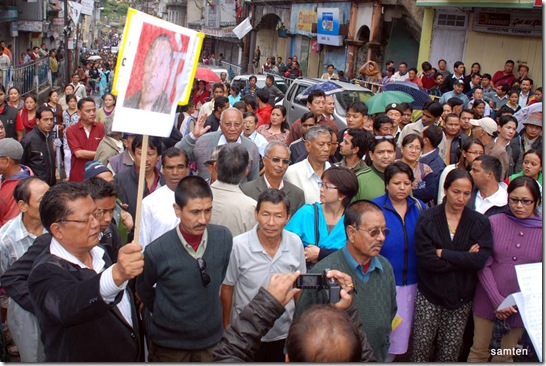 Peace rally called by Citizen's Forum Kalimpong opposition the 
murder of Mr Madan Tamang
