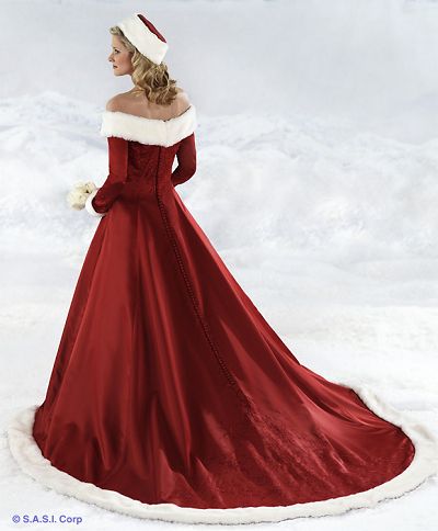 Red and White Wedding Dress Designs For Christmas Day